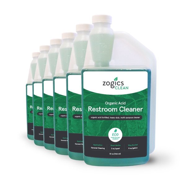 Zogics Organic Acid Restroom Cleaner, 32 oz, 6PK CLNREC32CN-6